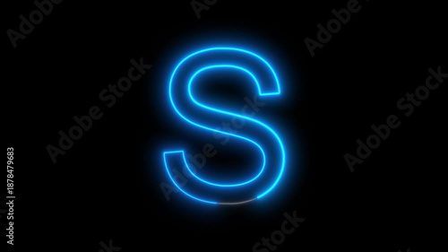 Wallpaper Mural Glowing neon Blue English letter S animation on a black background. Modern neon typography perfect for logo reveals, titles, intros, education, branding, motion graphics, and futuristic designs. Torontodigital.ca