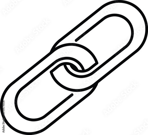 A black and white illustration of a single paperclip isolated on transparent background