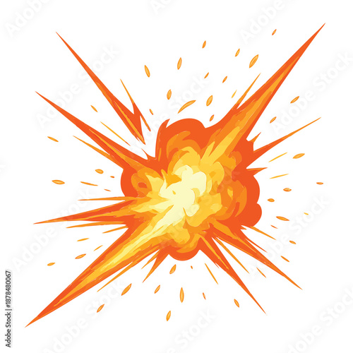 Print  Dynamic Turbo Fire Energy Burst with Bright Flames and Sparks Vector Illustration isolated white background