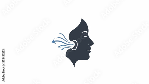 Woman Face Profile Silhouette Wind.