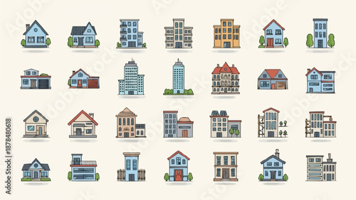 Collection of Diverse Building Illustrations.