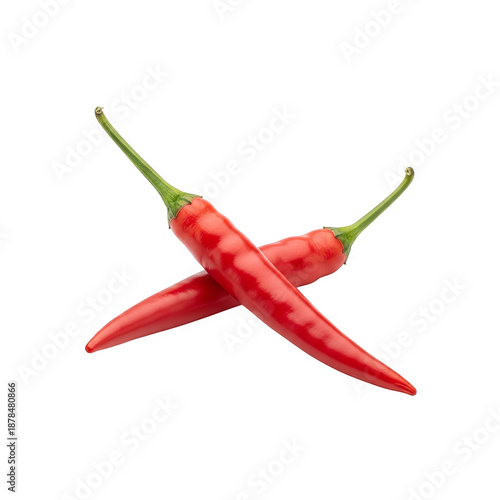 Fresh Red Chili Peppers Isolated on White Generative AI