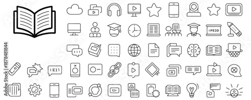 Collection of modern business and technology icons for professional use