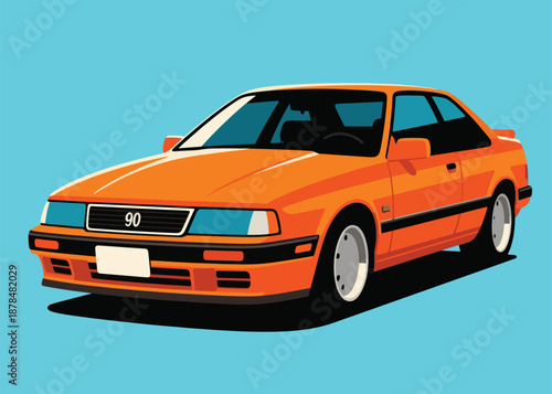 Orange Sports Car Vector Logo Illustrator Artwork Creative Design Template 