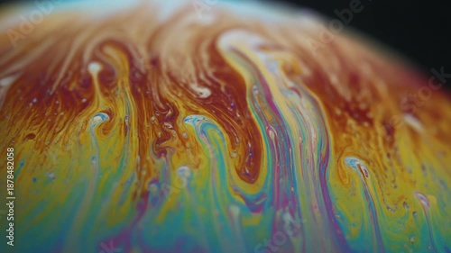 Vibrant colorful soap bubble surface details.