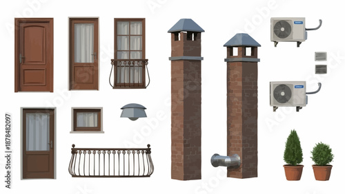 Collection of Architectural Elements and Exterior Building Components.