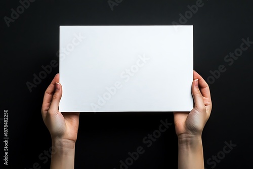 Hands holding a blank white sign against a background isolated on P N G A I G E N E R A T E D
