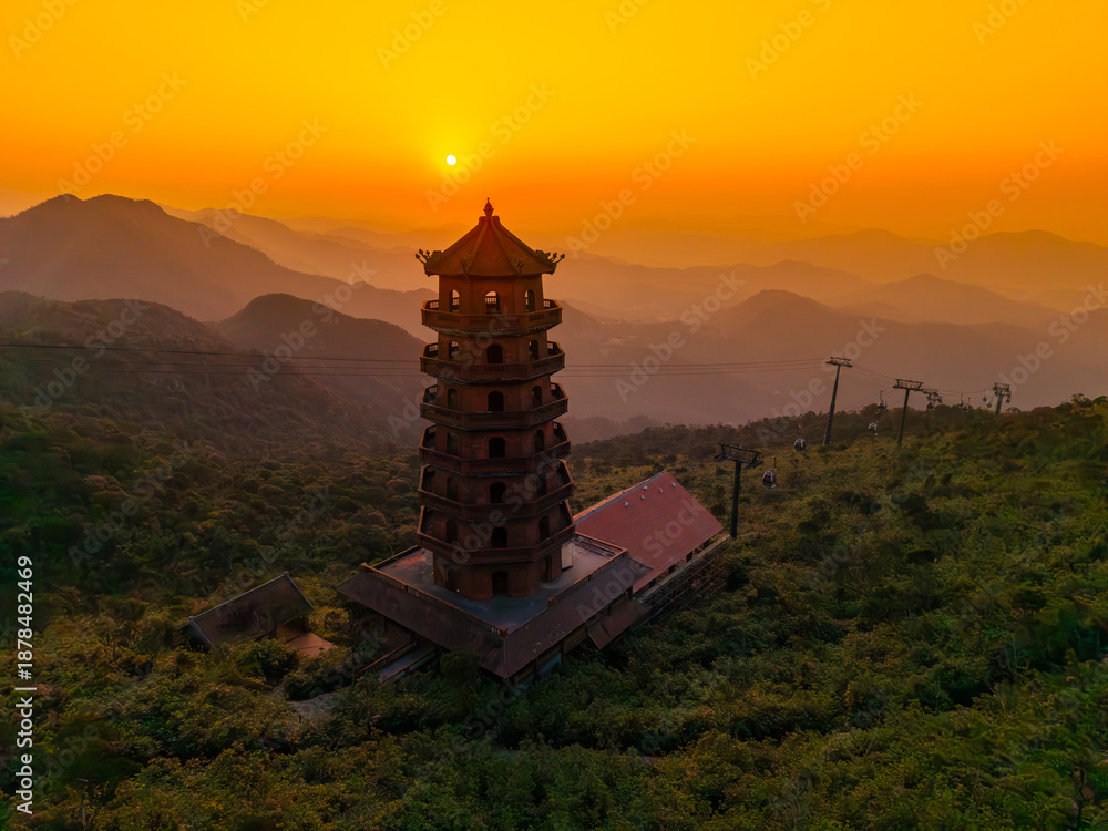 custom made wallpaper toronto digitalView of cable car station in a shape of a pagoda at ancient Buddhist complex at Yen Tu Mountain, Quang Ninh Province, Vietnam