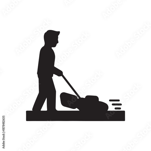 Person Mowing The Lawn Vector Icon