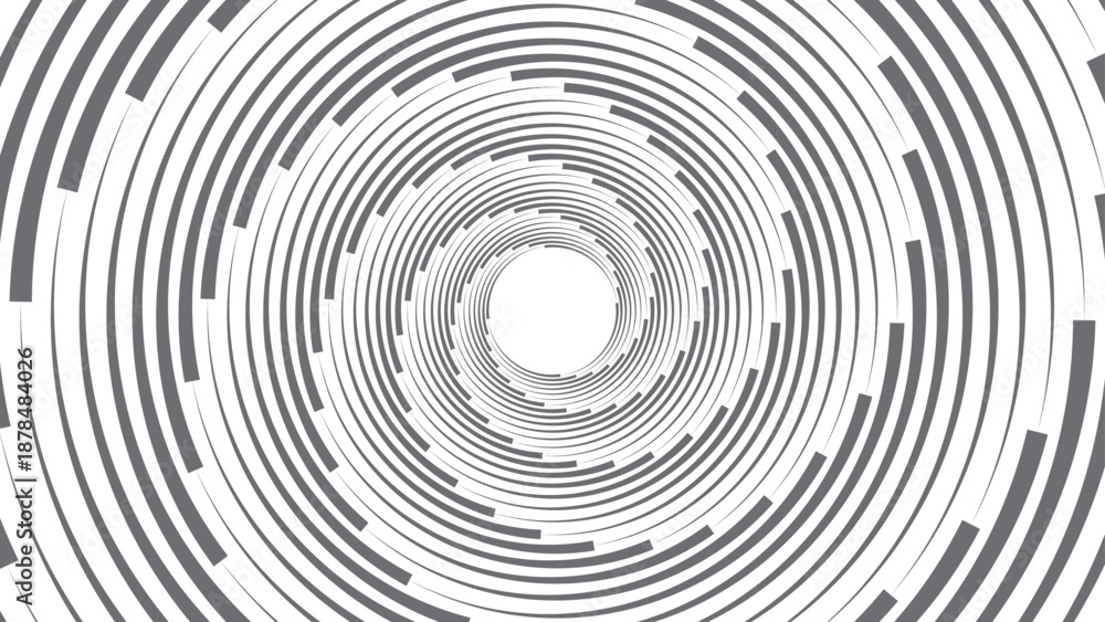 Fototapeta premium An abstract black and white spiral illustration featuring a 3d circular pattern with swirling vector lines and a wave texture to create a digital maze illusion backdrop