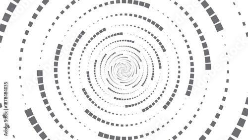 An abstract vector background featuring a colorful spiral pattern with blue and yellow circles, creating a digital motion design of twirl lines and light textures on a technology backdrop