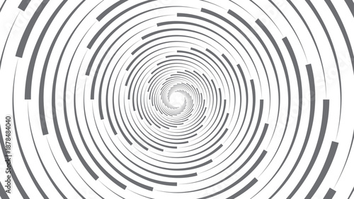 A 3D abstract background featuring a black and white spiral vortex with a curved line pattern and swirl texture creating a light tunnel design vector illustration