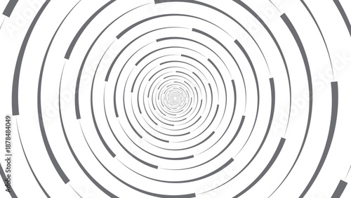 Abstract black and white spiral target design featuring a 3d geometric pattern with metal texture and swirl lines forming a round tunnel illustration vector for a perspective wallpaper background