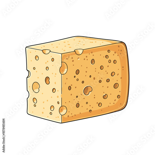 Delicious wedge of cheese with holes