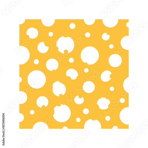 Vibrant yellow cheese slice with white holes