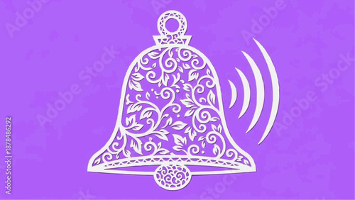 A bell stencil with a floral pattern. A decorative element for cutting, printing, and decorating windows.