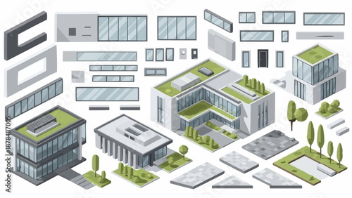 Modern Architectural Elements and Buildings Collection.