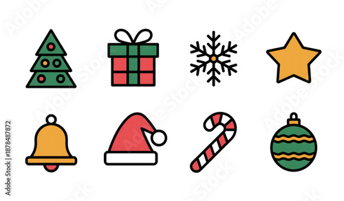 Winter Holiday Celebration Icons Pack in Flat Vector Style