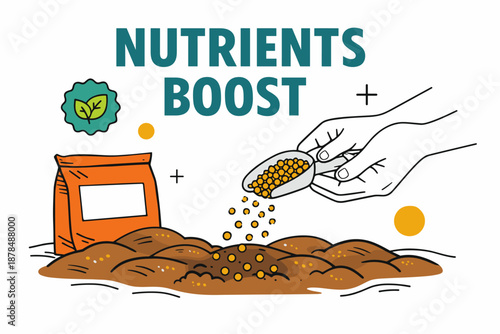 Nutrients boost for soil enrichment with fertilizer and seeds