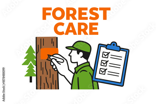 Forest conservation efforts: male ranger marking trees