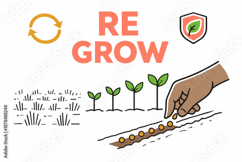 Hand planting seeds for regrowth and sustainability