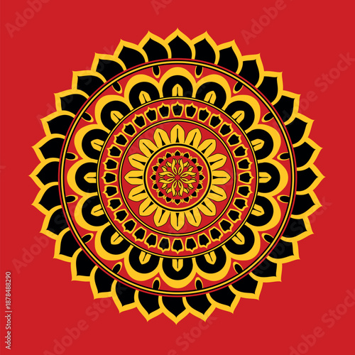 Sri Lanka Liyawel Mandala template design , Traditional illustration vector art editable