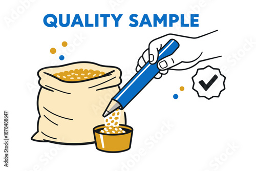 Grain quality control: sampling tool and sack of grain for precision testing