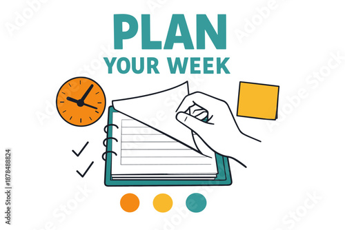 Organize your week: planning and time management concept illustration