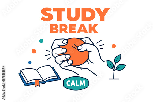 Taking a relaxing study break with stress ball and calm activities