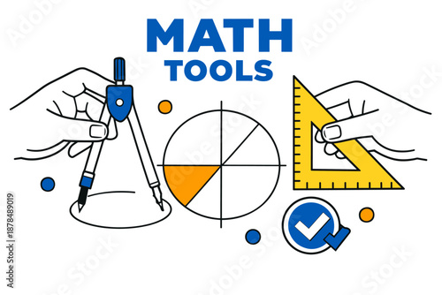 Mathematical instruments and geometric shapes illustration for education