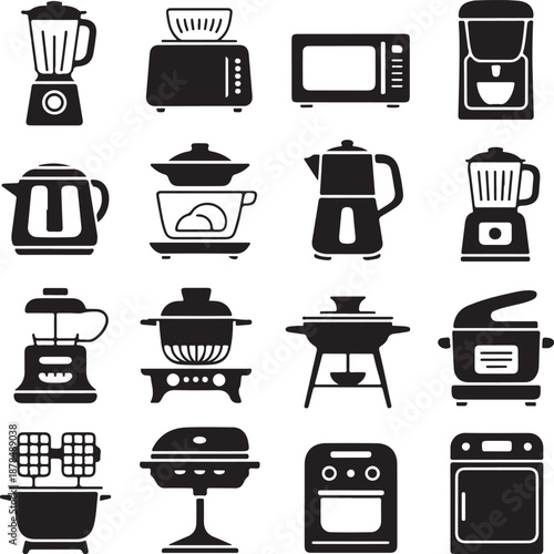 kitchen appliances and cooking equipment icons