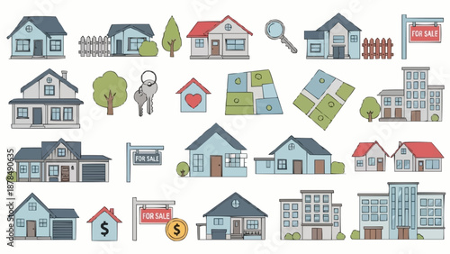 Collection of Houses and Real Estate Icons.