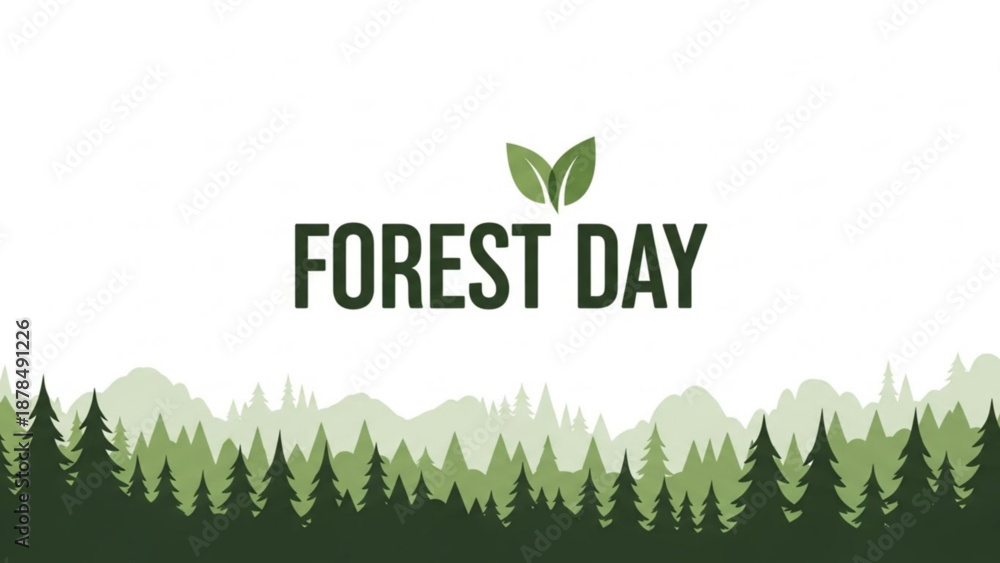 custom made wallpaper toronto digitalForest day celebration with trees and mountains in green hues on white background