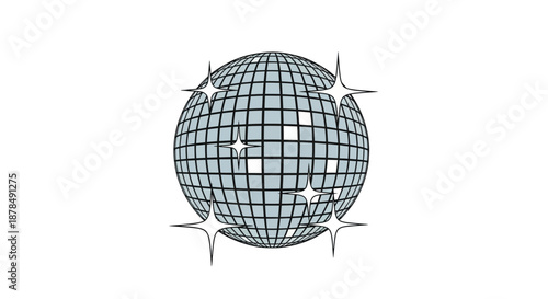 Sparkling disco ball reflecting light with starbursts, perfect for celebrating music and nightlife