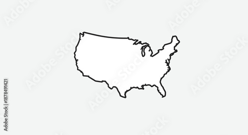 Outline map of the United States of America, a simple black and white vector graphic representing the geographic shape of the country