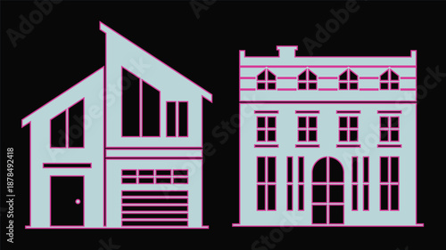 Nighttime city house vector illustration