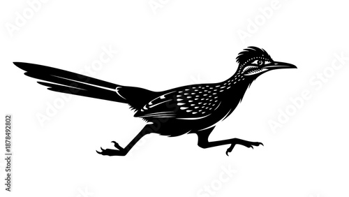 Fast Sprinting Roadrunner Bird Silhouette for Desert Tourism and Southwestern Nature Art