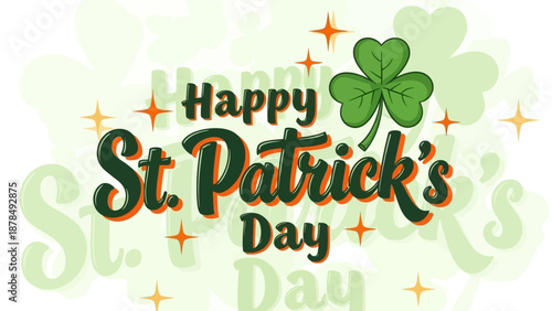 Happy St. Patrick's Day celebration with shamrock and festive elements