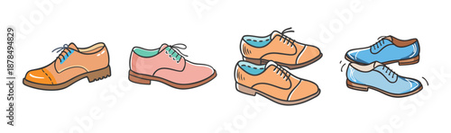 Set of four classic oxford shoes in various colors