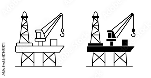 Oil Rig Crane Icon for Offshore Drilling, Energy and Industrial Operations