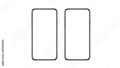 Two smartphone frames isolated on transparent background
