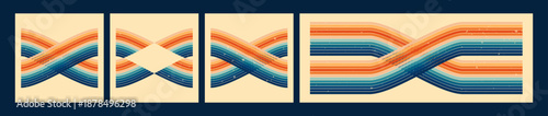 Stripe rainbow groovy designs drawn in yellow and blue color.
