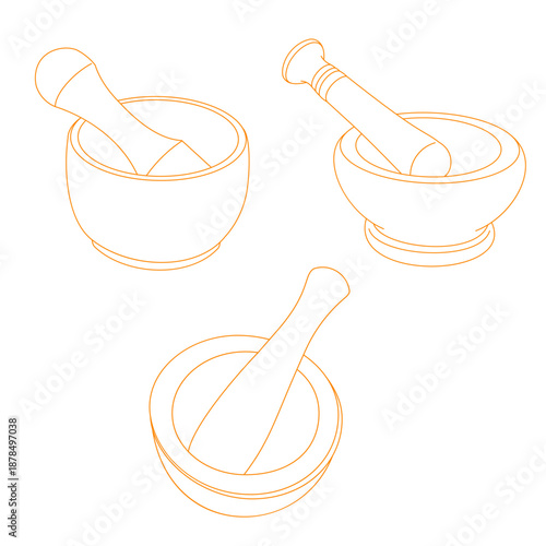  mortar and pestle 2, symbolizing traditional cooking and food preparation.