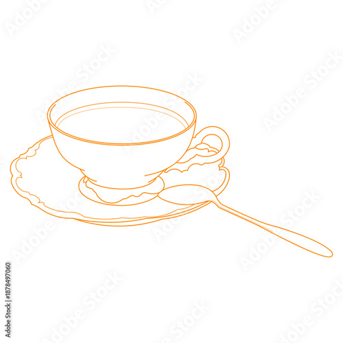 teacup and saucer, symbolizing tea time and relaxation.e