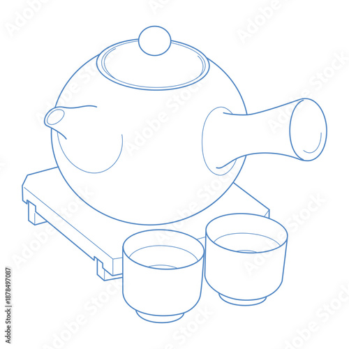 : teapot with teacups, symbolizing tea culture and hospitality