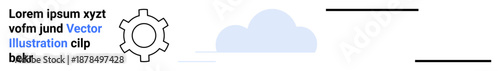 Gear icon, text block, and cloud visual emphasizing mechanics, workflow, and cloud computing. Ideal for technology, data, cloud storage, workflow process improvement automation simple landing page