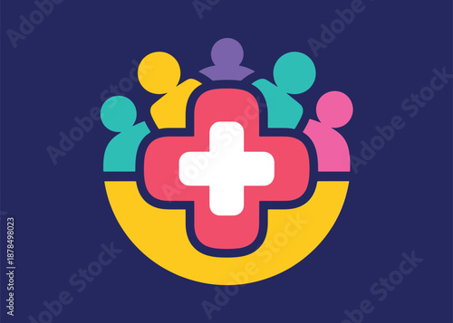 Human Medical Group Logo Illustrator Artwork Creative Design Template 