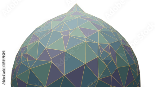 Geometric pattern on a dome-shaped structure with multiple colored triangles