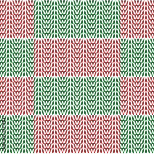 seamless knitted pattern with colorful stripes Repeating geometric vertical pattern in green and red , creating a modern structured  decorative graphic design.