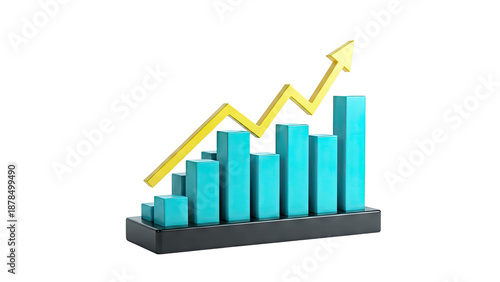 Free Download 3D Bar Graph with Upward Trend Arrow - GFXLoad